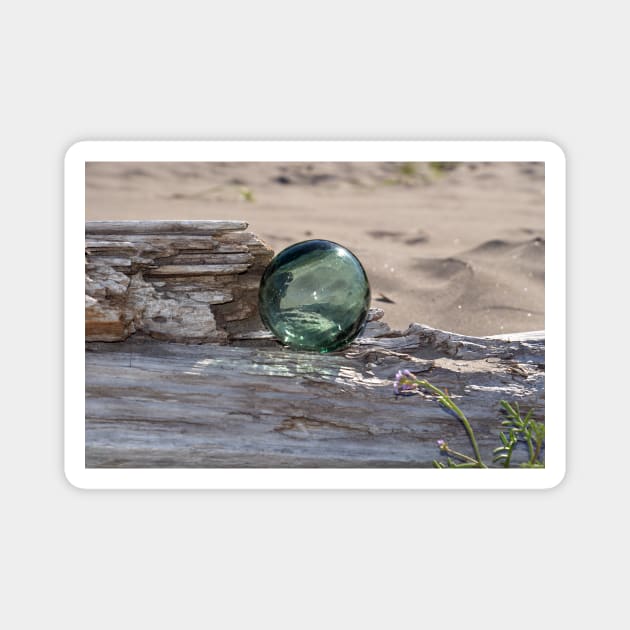 Japanese Glass Fishing Float Beach Photography Magnet by DeniseBruchmanPhotography