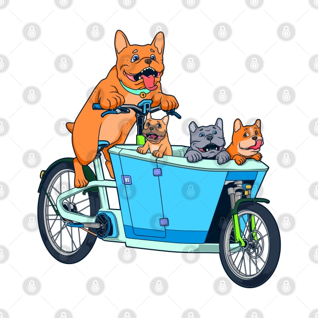 Cute cartoon dogs on cargo bike by Modern Medieval Design