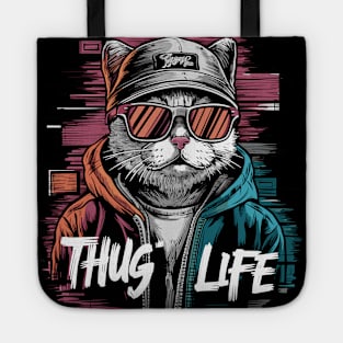 Thug Life Cat Design in Bold Colors Tote