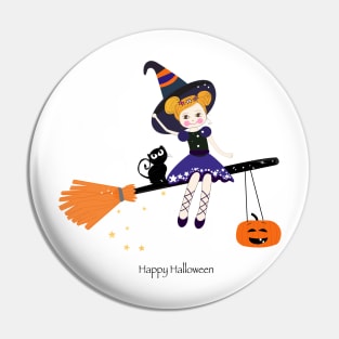 Cute witch with cats Pin