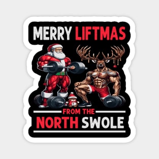 Merry Liftmas From North Swole Muscle Santa Weightlifting Magnet