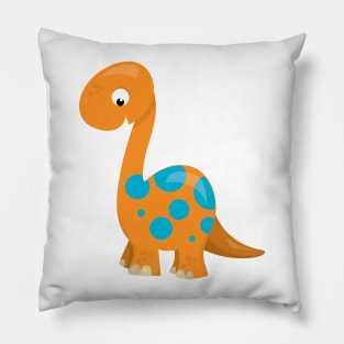 Cute Dinosaur, Orange Dinosaur, Dino, Brontosaurus Pillow