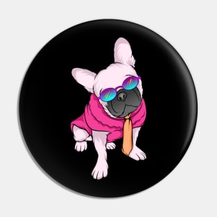 Retro Frenchie 90s Style French Bulldog wearing Sunglasses French Bulldog Lover gift Pin