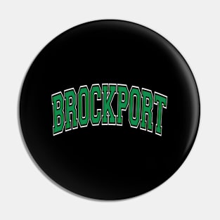 Brockport Ny New York Varsity Style Green Text Pin