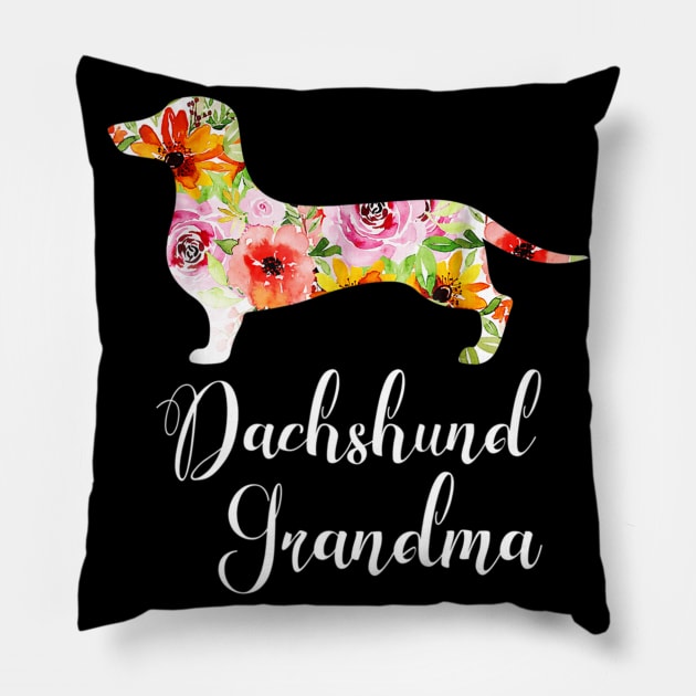 Dachshund Grandma Floral Pattern Pillow by Xamgi