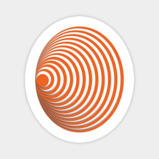 Geometric orange concentric circles 3D doodle art Magnet