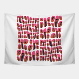 Psychedelic abstract Bird Design pattern bubbles in Salmon Tapestry