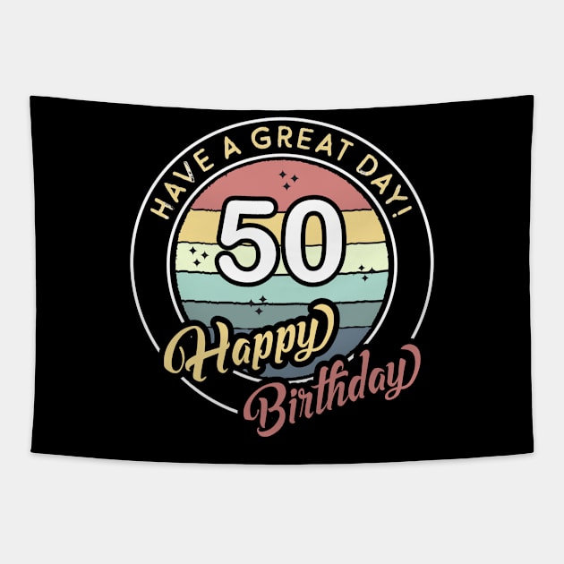 50 Years Old Happy Birthday Vintage Sunset Tapestry by jutulen