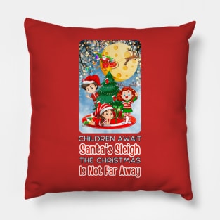 Kids in Christmas Anticipation Pillow