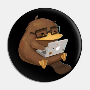 Nerdy Platypus at Work on the Laptop Pin