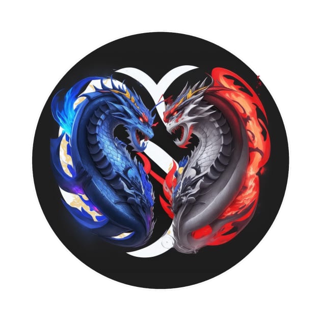 Dragons blue and red by DeVerviers