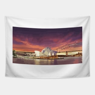 Sydney Opera House Sunset Painting Tapestry