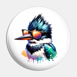 Belted Kingfisher Wearing Sunglasses Pin