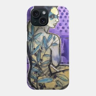 Woman olive tree on a purple background Phone Case