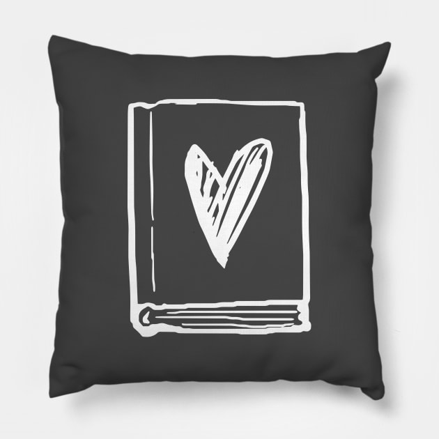 Book and Heart - White Pillow by Unabridged