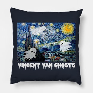 Vincent Van Ghosts Starry Night Van Gogh Halloween Pun Pillow