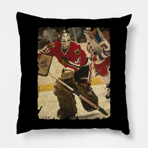 Murray Bannerman, 1987 in Chicago Blackhawks (288 GP) Pillow by Momogi Project