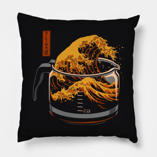 The Great Wave of Coffee Pillow by Elan Harris