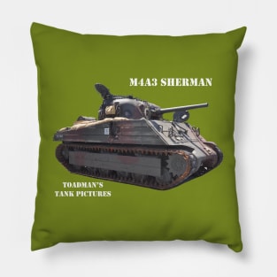 M4A3 Sherman with Toadman logo white text Pillow