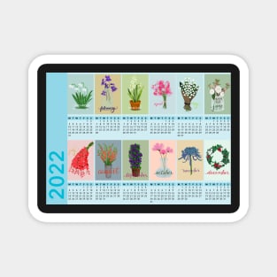 Birth Month Flowers Calendar 2022 Magnet