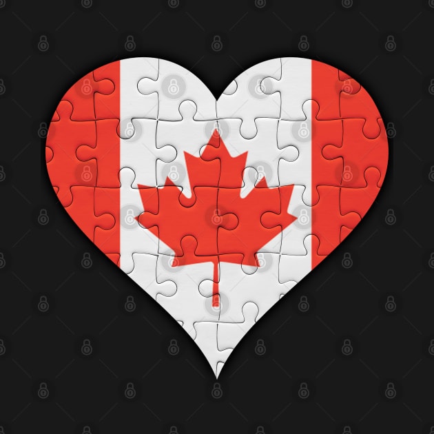 Canadian Jigsaw Puzzle Heart Design - Gift for Canadian With Canada Roots by Country Flags