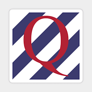 Old Glory Letter Q Red on Blue and White Stripes Magnet