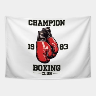 Vintage Boxing Gloves with Champion Boxing Club Text Tapestry