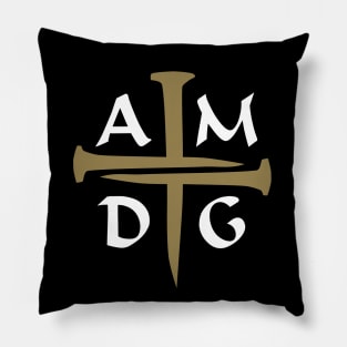 Three Nails Cross AMDG Pillow