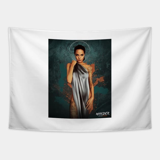 angelina jolie art Tapestry by Shebelbayn