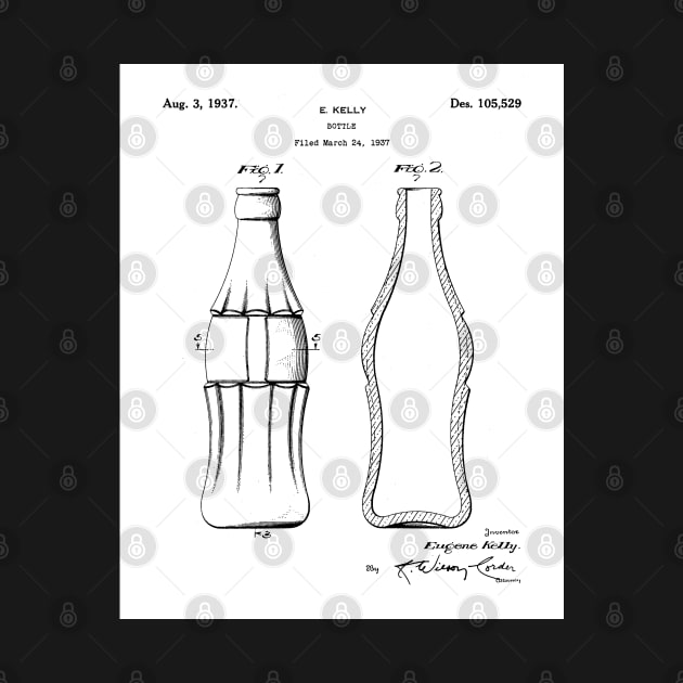 Soda Bottle Patent - Cook Chef Kitchen Decor Art - White by patentpress