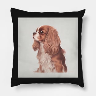 Cavalier King Charles Spaniel Portrait Drawing Pillow