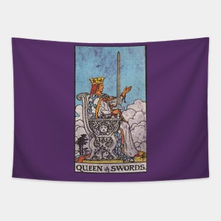 The Queen of swords tarot card (distressed) Tapestry