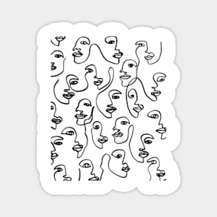 Face one line art pattern Magnet