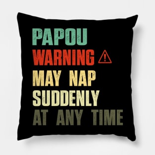 Papou Warning May Nap Suddenly At Any Time Pillow