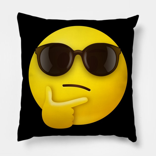 Cool thinking face emoji Pillow by Vilmos Varga