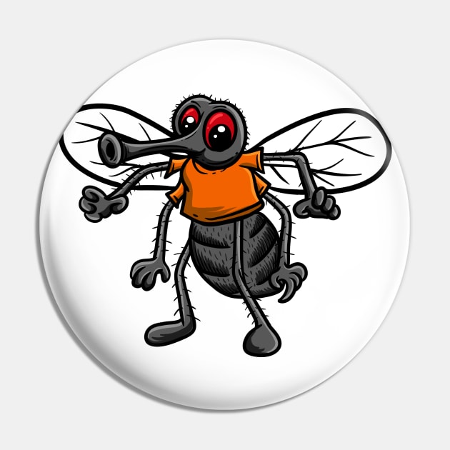 Cute Anthropomorphic Human-like Cartoon Character Housefly in Clothes Pin by Sticker Steve