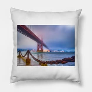 Foggy Day at the Golden Gate Bridge Pillow
