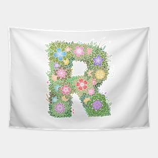 "R" Floral Letter Monogram Tapestry