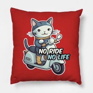 Kawaii cat riding scooter Pillow