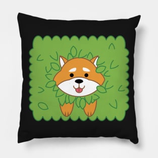 Shiba in the Bushes Pillow