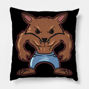 Cute Kawaii Werewolf On Halloween Pillow