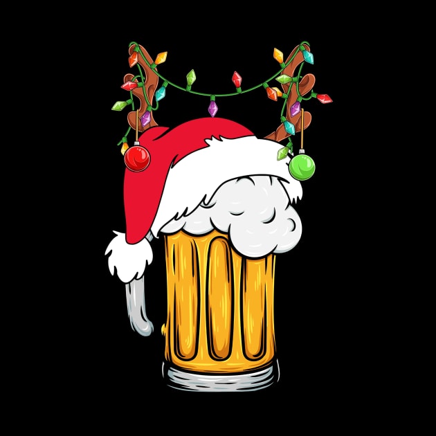 Beer Reindeer Santa Hat Funny Beer Lover Christmas by Magazine