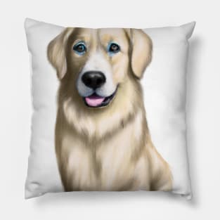 Cute Golden Retriever Drawing Pillow