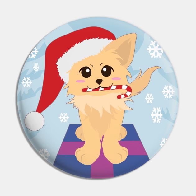 Christmas Puppy (Painting) Pin by SakuraDragon