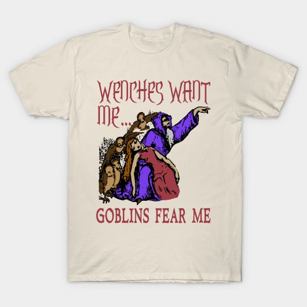 Wenches Want Me Goblins Fear Me - Meme, Wizard, Parody - Wenches Want Me  Goblins Fear Me - T-Shirt