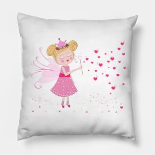 Cute fairy blows soap bubbles Pillow