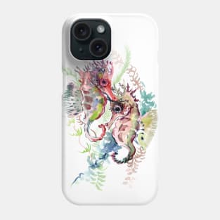 Seahorse, soft Coral Pink Gray artwork Phone Case