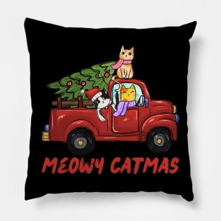 Meowy Catmas Cats Christmas Tree Trip Pillow