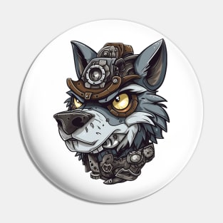 Derpy steampunk wolf Pin