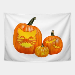 Spooky Jack-O-Lantern Trio (Bright Green) Tapestry